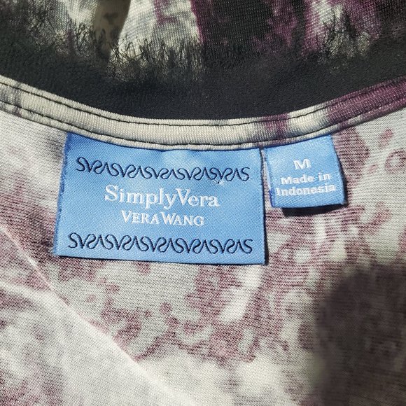 Simply Vera Multi-colored Long Sleeved Draped Top Purple and Black Size M - Picture 7 of 12